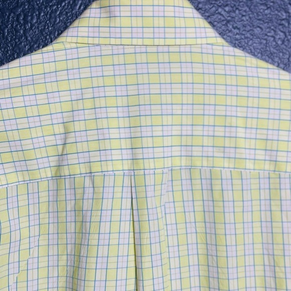 Burberry Men's Light Yellow And White Plaid Button-Up Long Sleeve Shirt Size M - Picture 6 of 10
